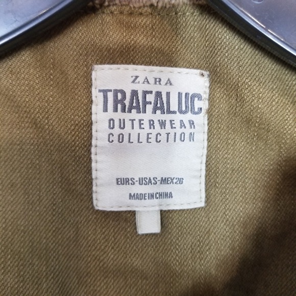 Zara Trafaluc Women Shirt Jacket Sz S Olive Button Up Pockets Military Utility - Picture 6 of 6
